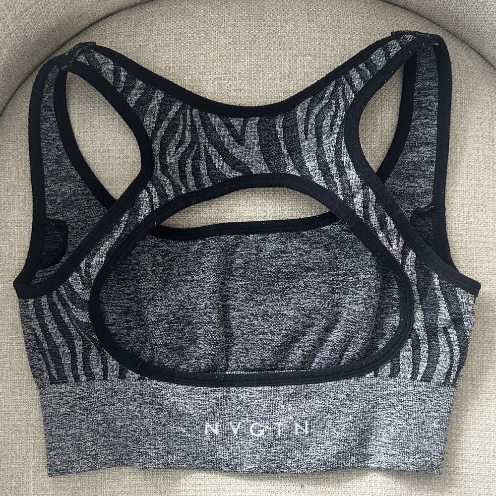 NVGTN Charcoal and Black Sports Bra